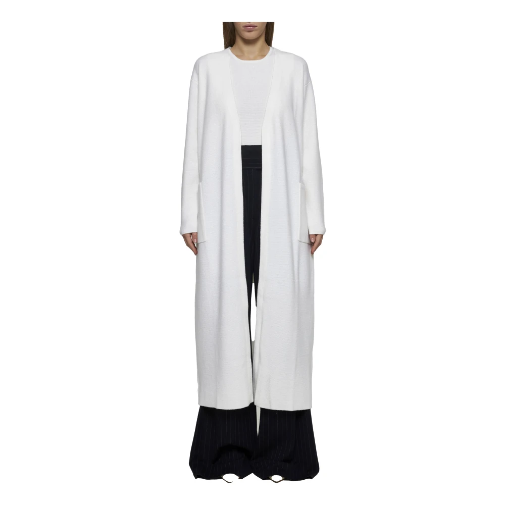 Max Mara Witte Wollen Vest met Riem White Dames