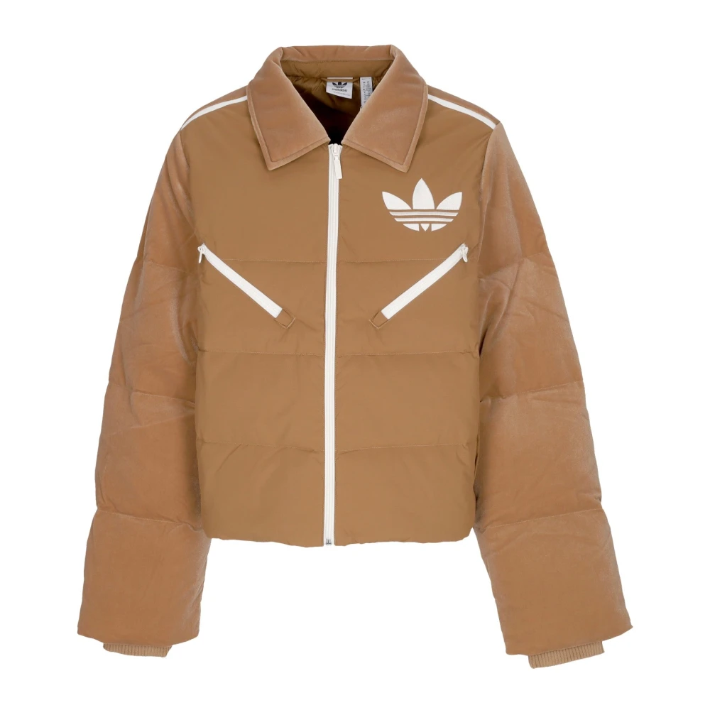 Adidas Women's Brown Jackets, Xl, Velvet Puffer Down Jacket