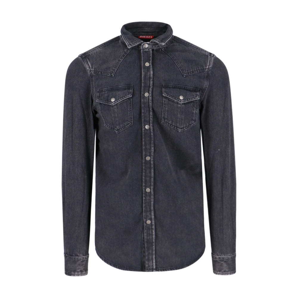 Diesel Zwarte Casual Overhemden Black Heren