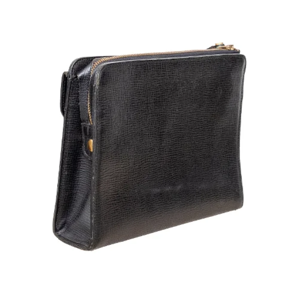 Burberry Vintage Pre-owned Leather clutches Black Dames