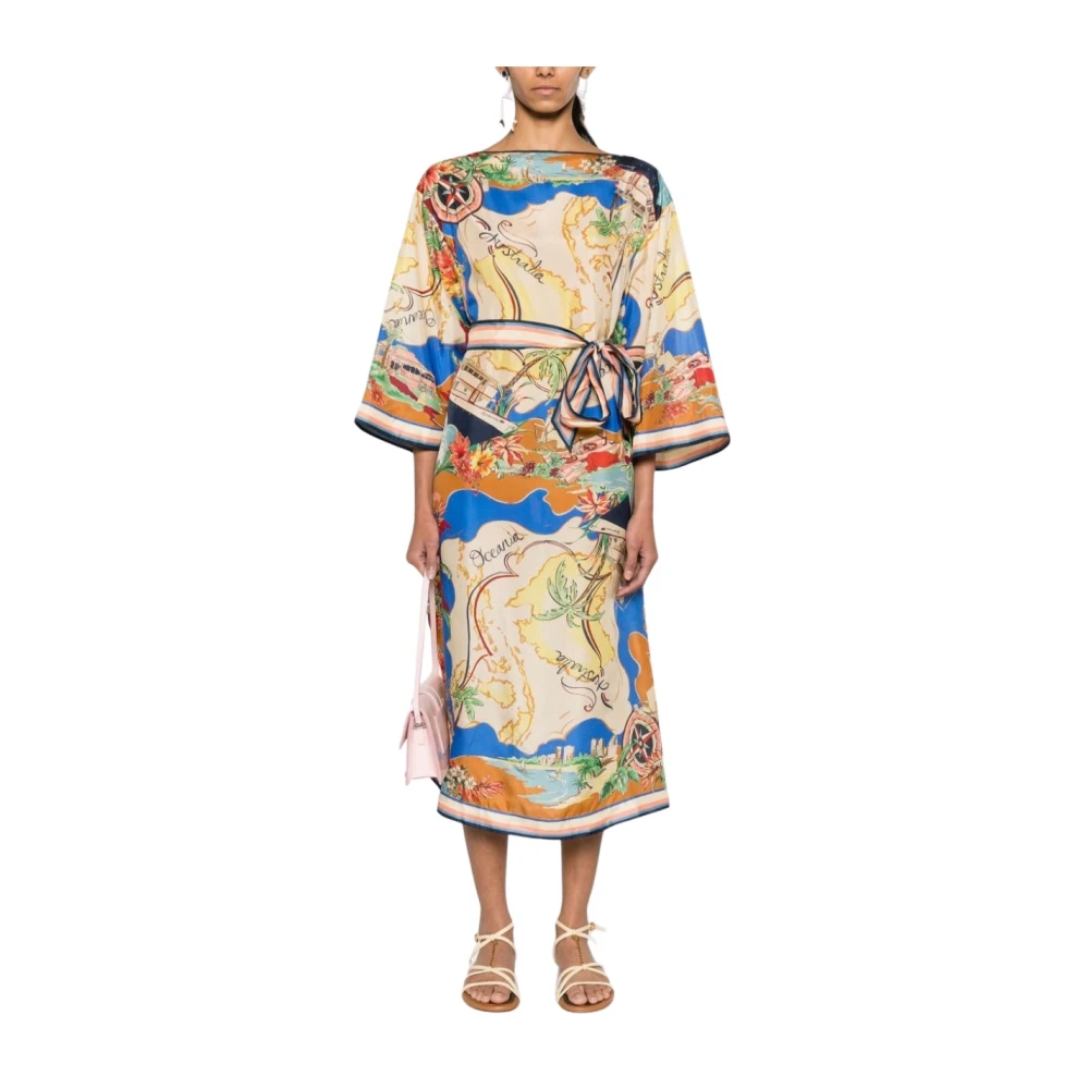 Zimmermann Multicolor zijden midi-jurk met nautische print Multicolor Dames