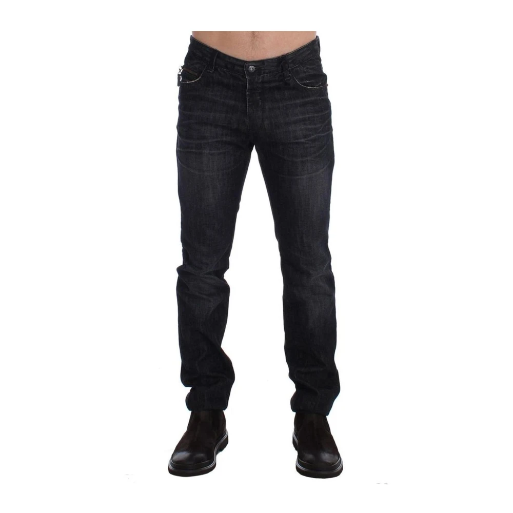 Costume National Slim Fit Katoenen Denim Broek Black Heren