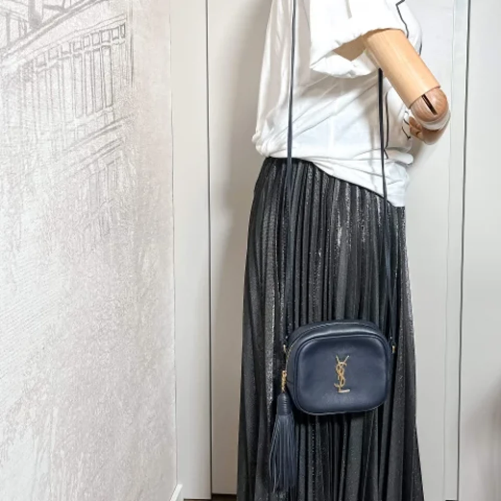 Yves Saint Laurent Vintage Pre-owned Leather shoulder-bags Blue Dames