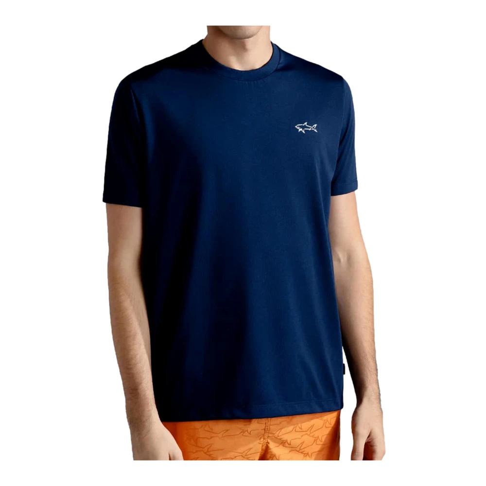 PAUL & SHARK Polyester T-Shirt met Reflexprint Blauw Blue Heren