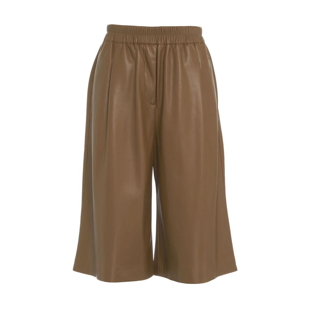 Jucca Bruine Faux Leren Bermudas Elegante Shorts Brown Dames