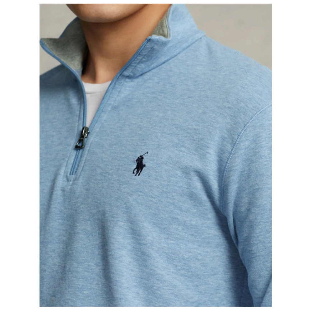 Polo Ralph Lauren Heather Demi-Zip Polo Sweatshirt Blue Heren