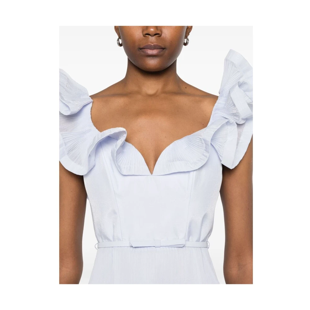 Zimmermann Blauwe Katoenen Jurk met Gerimpelde Halslijn Blue Dames