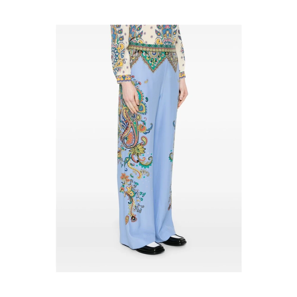 ETRO Hemelsblauwe Paisley Print Elastische Tailleband Blue Dames