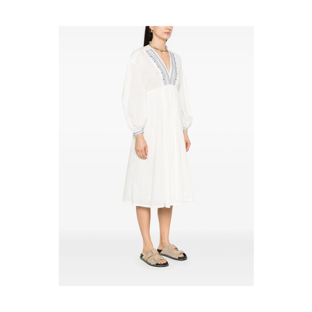 A.p.c. Witte Geborduurde Jurk met Gerimpeld Detail White Dames