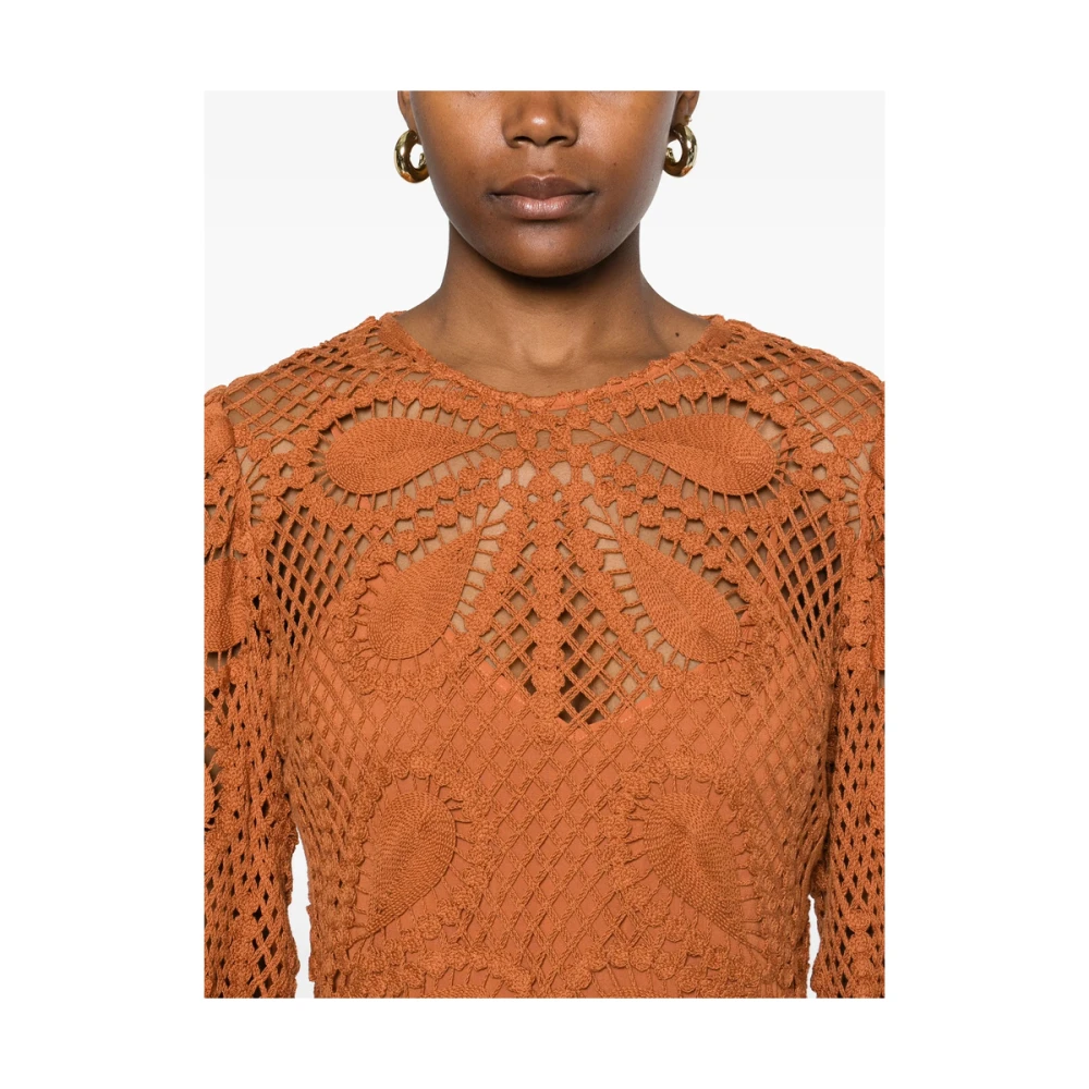BA&SH Terracotta Bruine Jurk met Lange Mouwen Brown Dames