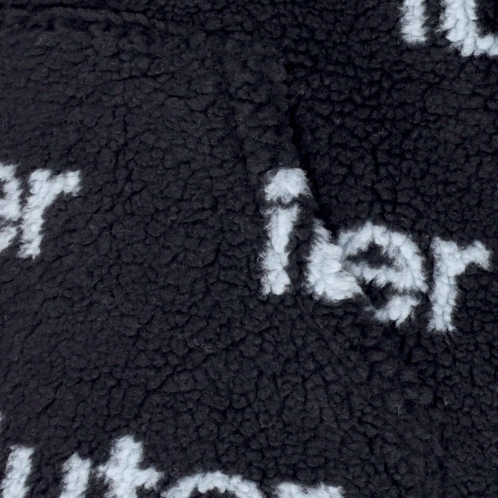 Iuter Zwarte Script Bont Hoodie Sherpa Sweatshirt Black Heren