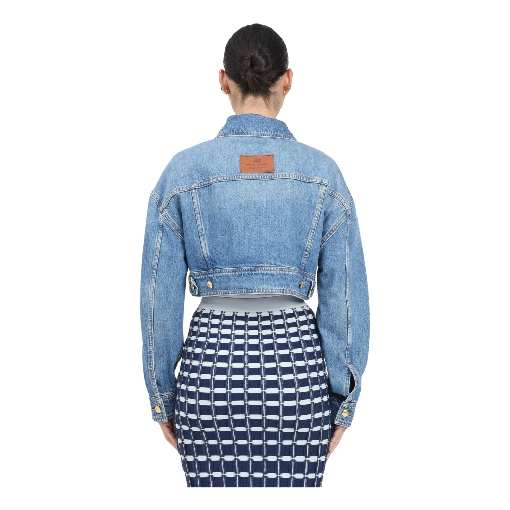 Elisabetta Franchi Blauwe Denim Jas Casual Chic Look Blue Dames