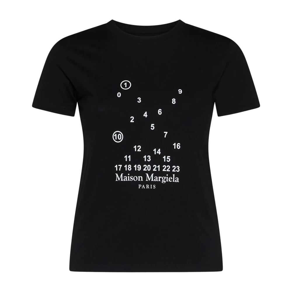 Maison Margiela Logo-print T-shirt Zwart Black Dames