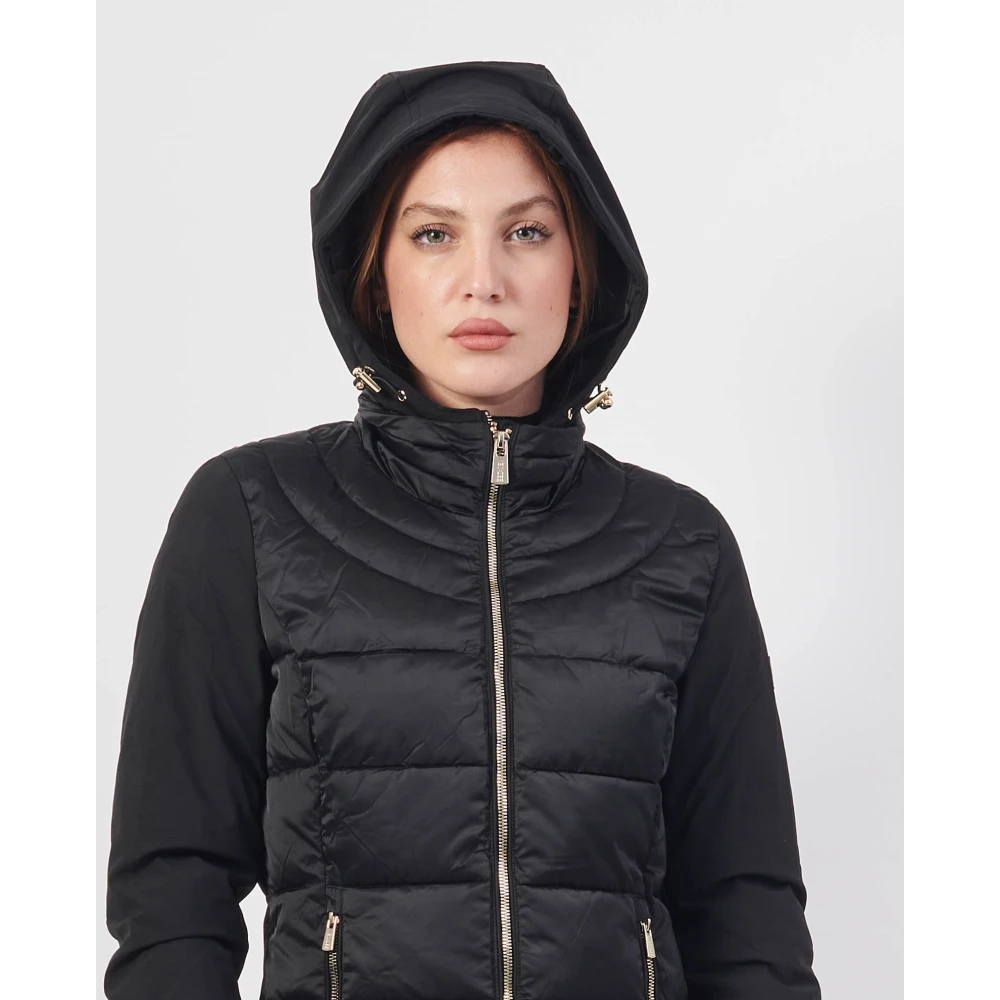 YES ZEE Zwarte gewatteerde jas met afneembaar vest Black Dames