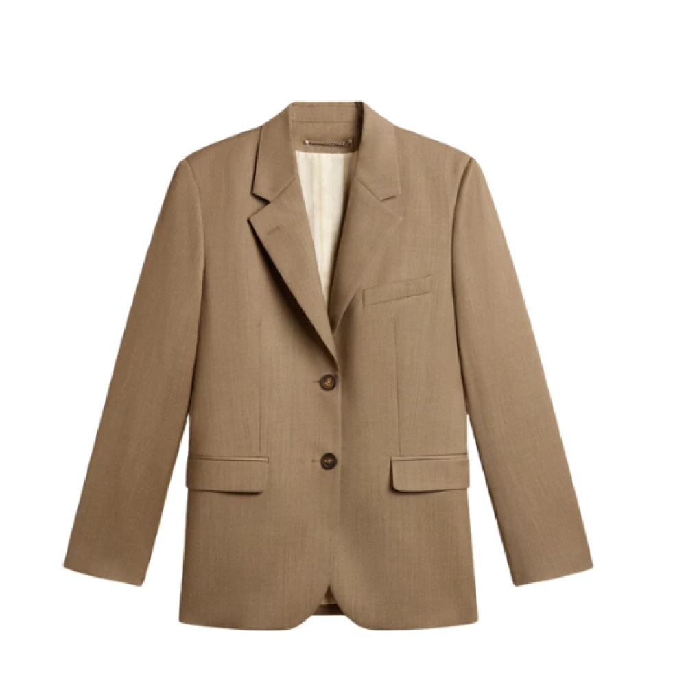 Golden Goose Tortora Wol Double-Breasted Blazer Beige Dames