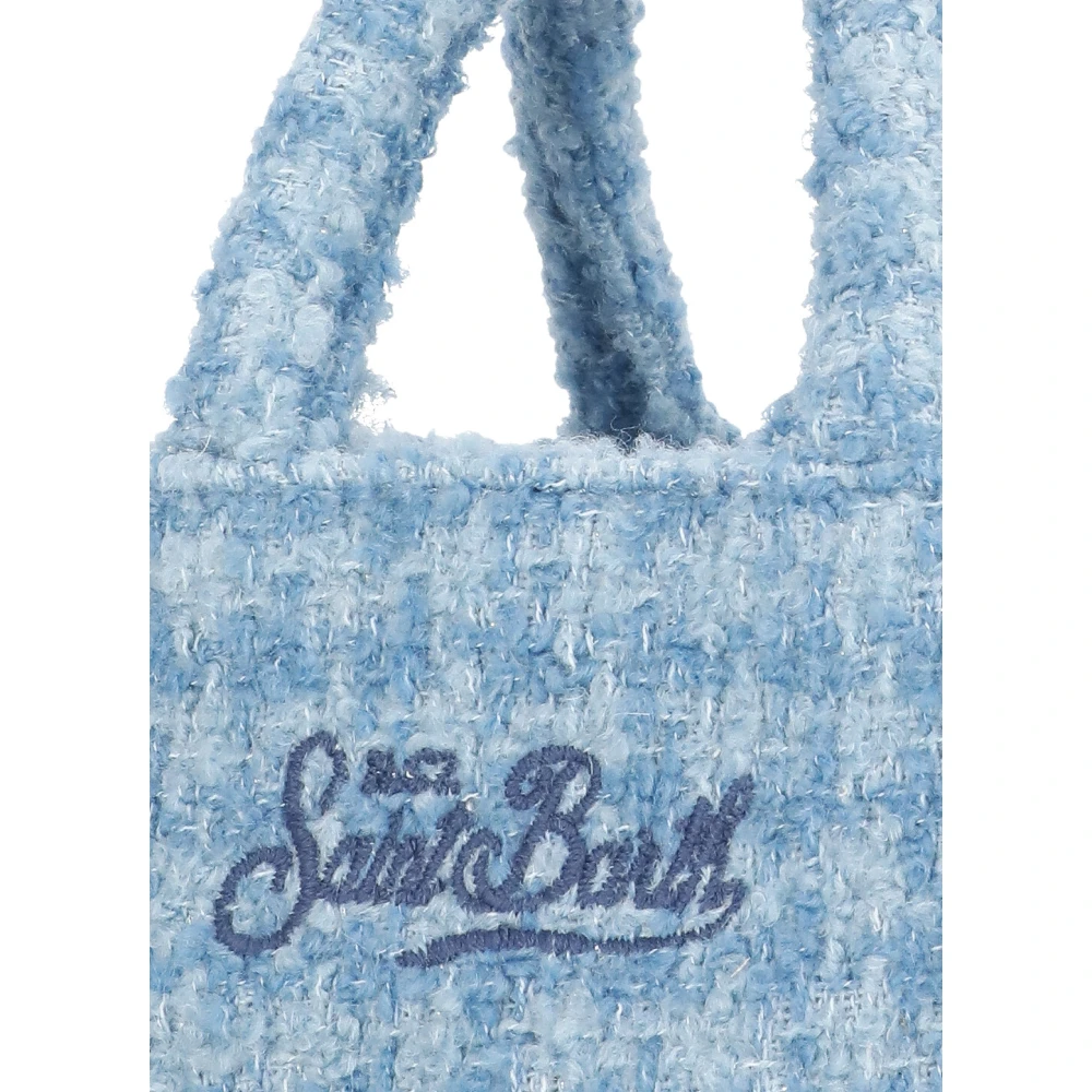 Saint Barth Blauwe Wollen Handtas met Franjes Blue Dames