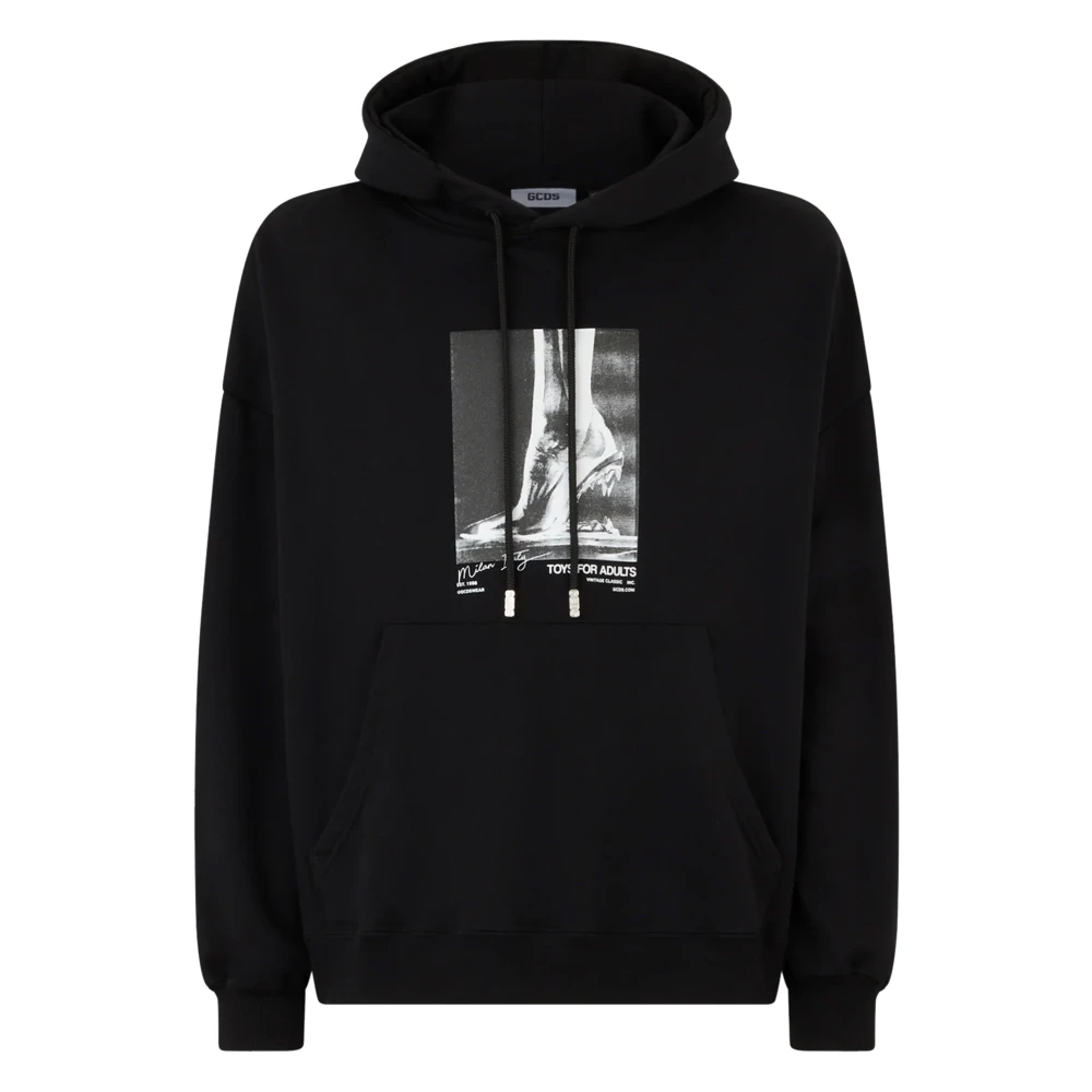 Gcds Zwarte Oversized Hoodie Black Heren