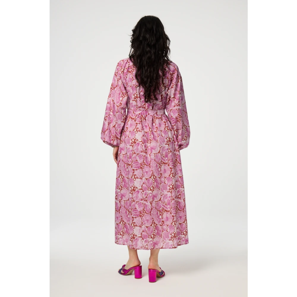 Fabienne Chapot Rode Roze Bloemen Maxi Jurk Pink Dames