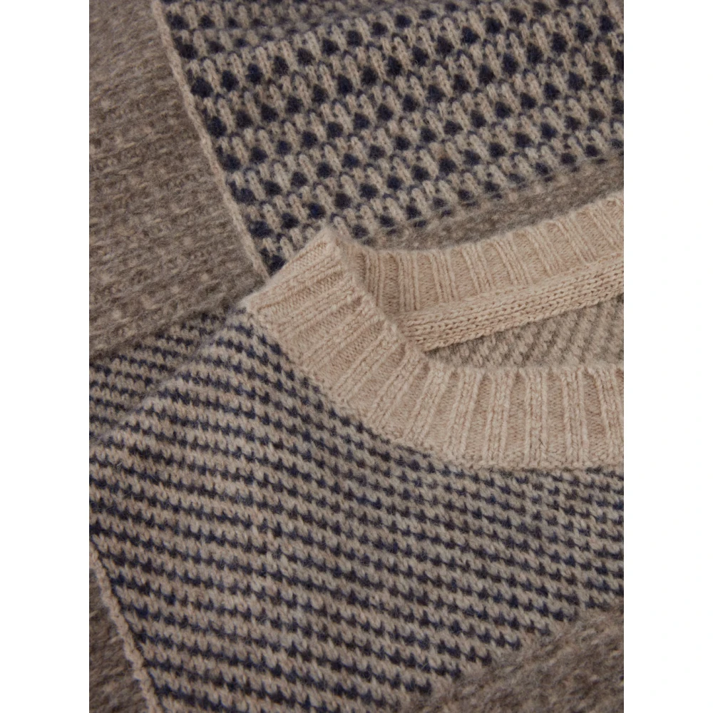 Stenströms Geruite Crew Neck Wollen Trui Beige Heren