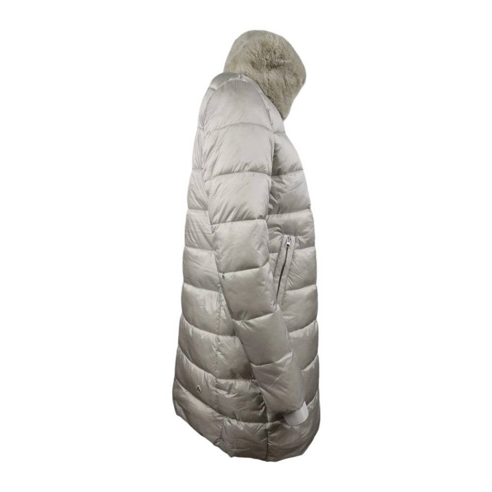 Save The Duck Grijze gewatteerde jas met imitatiebont Gray Dames