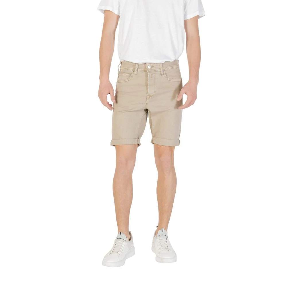 Replay Men's Beige Casual Shorts, W29, Green Cotton Bermuda