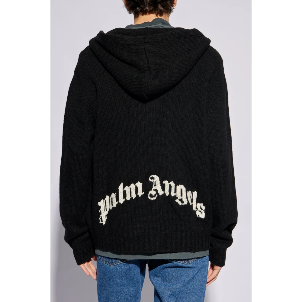 Palm Angels Wool hoodie Black Heren
