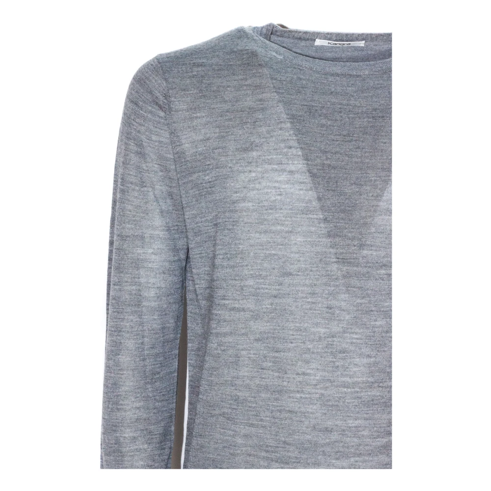 Kangra Grijze Wol Crew Neck Sweater Gray Heren