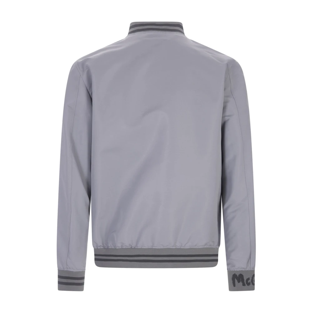 alexander mcqueen Grijze Jas Aw23 Polyester Ribboorden Gray Heren