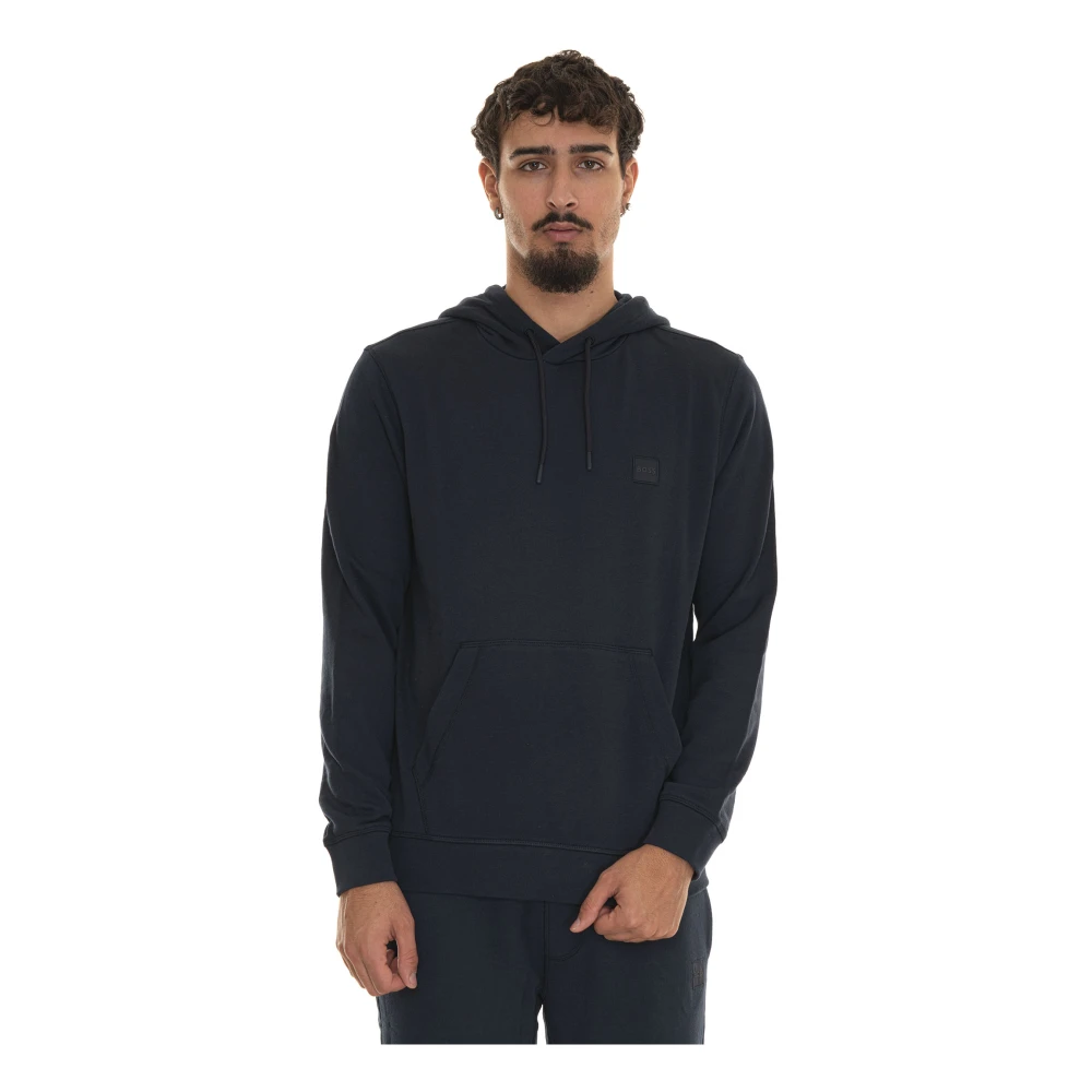 Boss Hoodie met zijlogo Blue Heren
