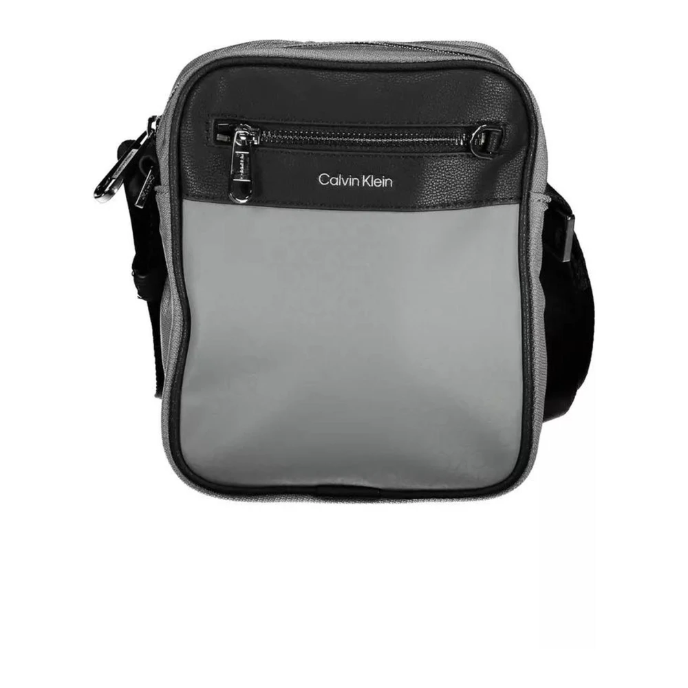 Calvin Klein Men's Gray Polyester Shoulder Bag With Zip