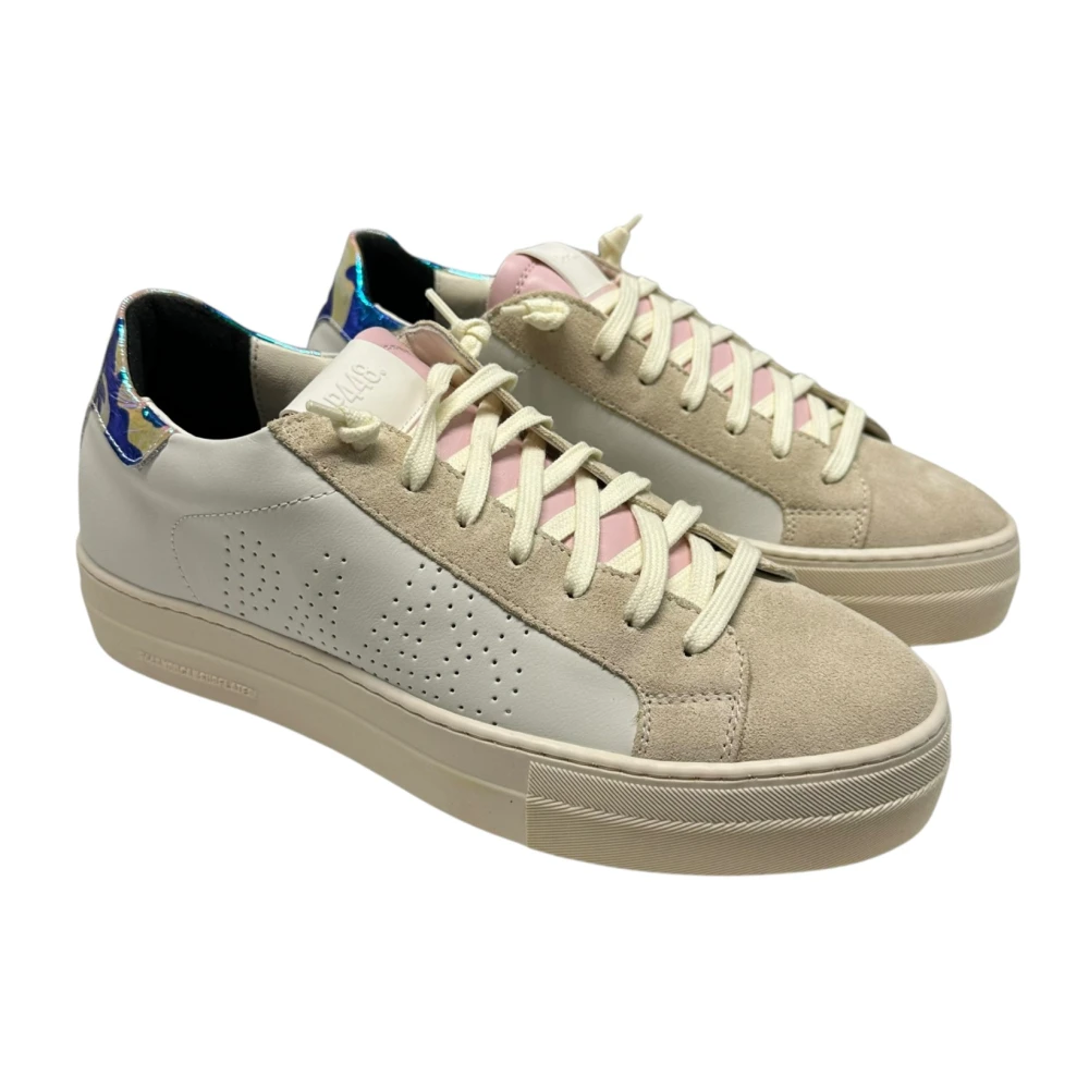 P448 Leren en Suède Sneaker 4cm Rubberen Zool White Dames