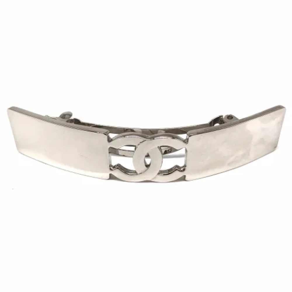 Chanel Vintage Pre-owned Metal hair-accessories Gray Dames