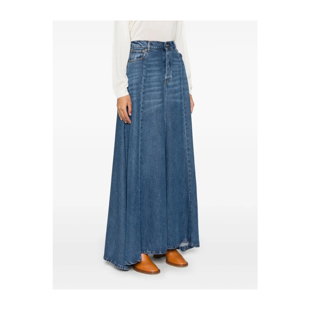 Semicouture Indigo Blauwe Knoopsluiting Rok Blue Dames