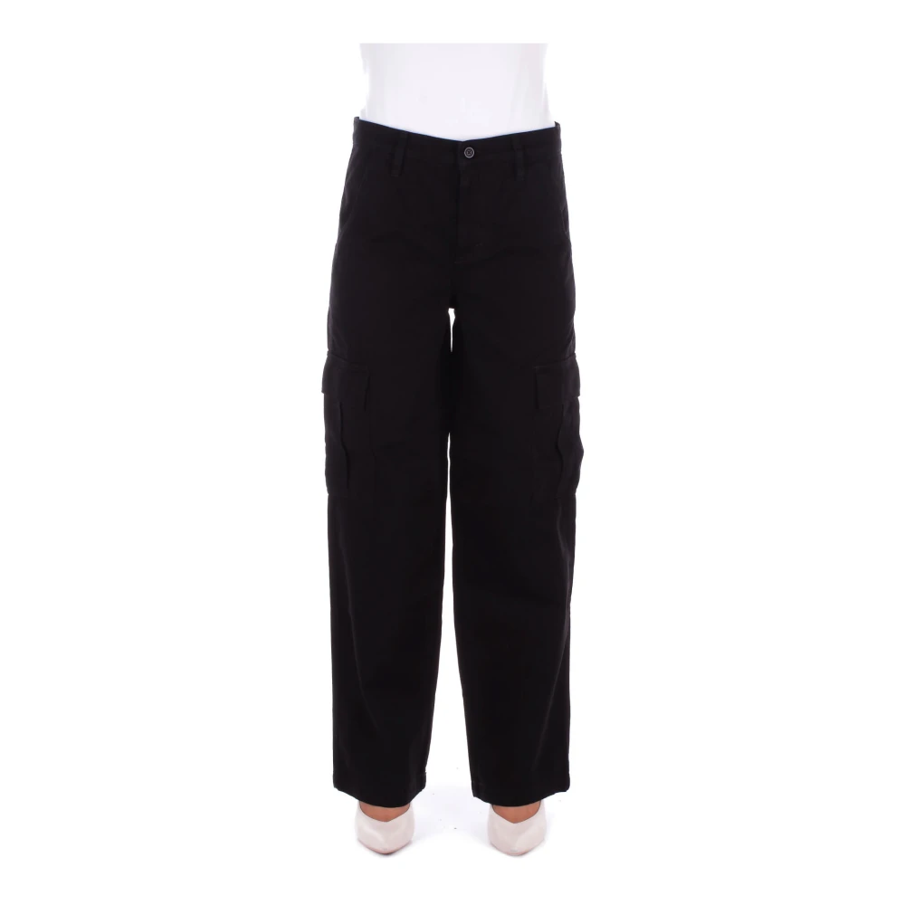 Guess Zwarte Logo Broek Rits Sluiting Black Dames