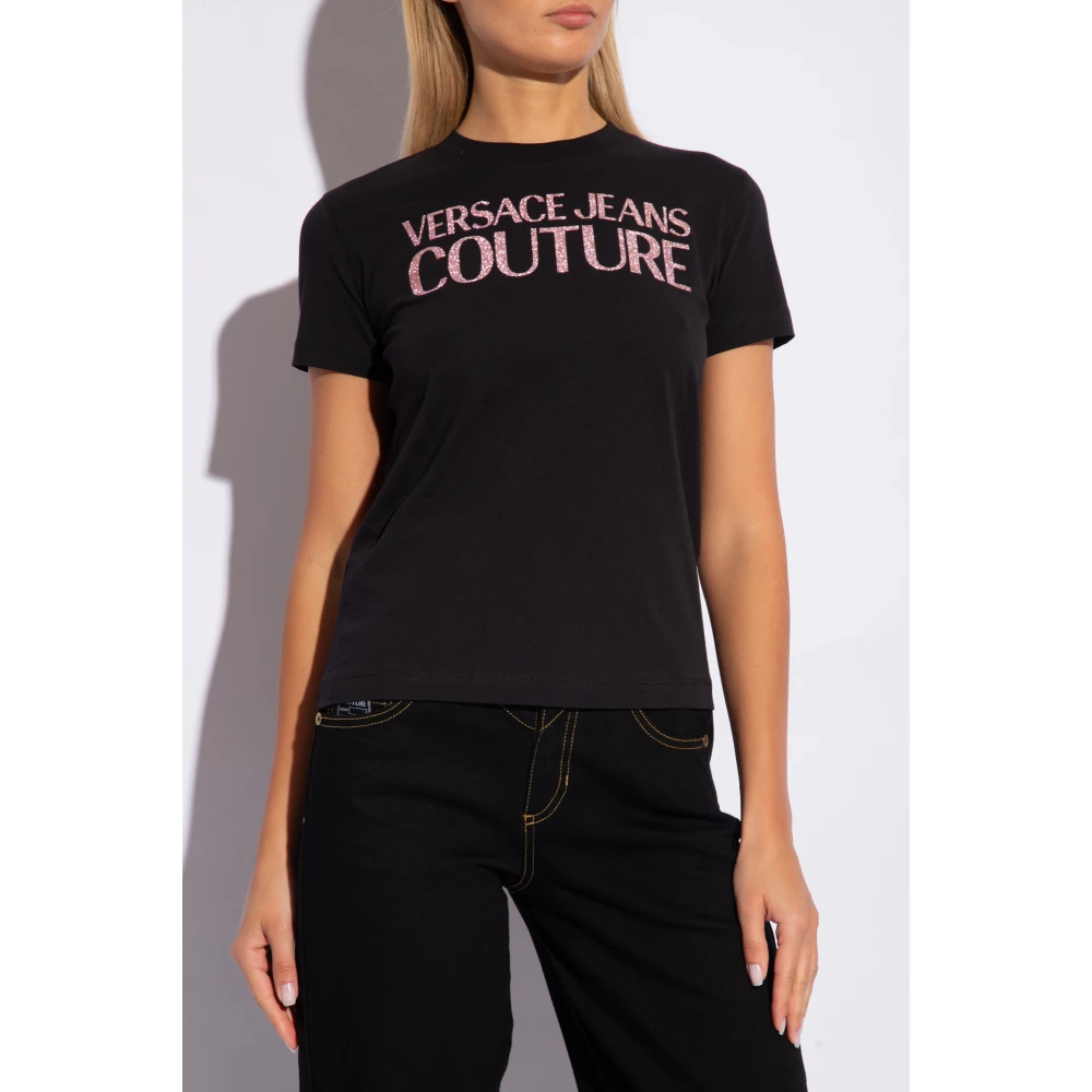 Versace Jeans Couture T-shirt met logo Black Dames
