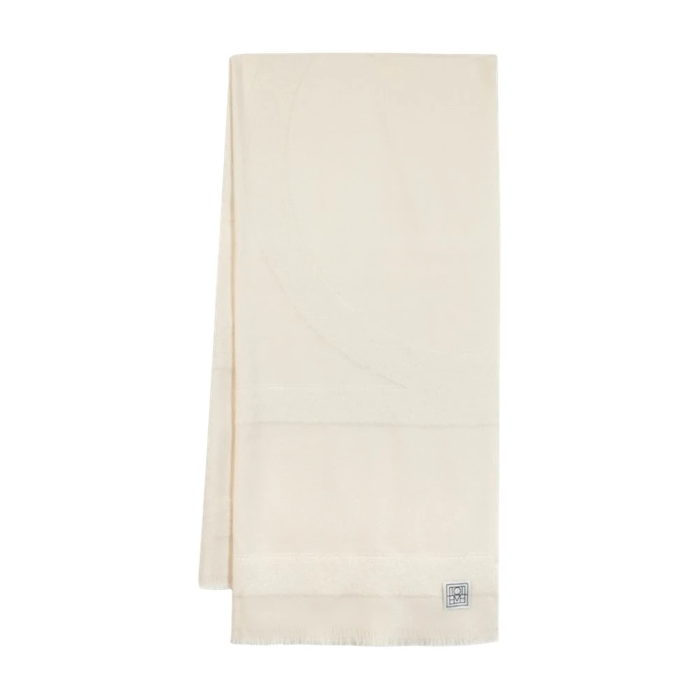 Totême Women's White Winter Scarves, One Size, Monogram Twill Scarf