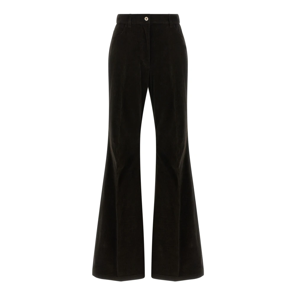 Ferragamo Women's Brown Velvet Trousers - Wide Trousers - S - Trousers