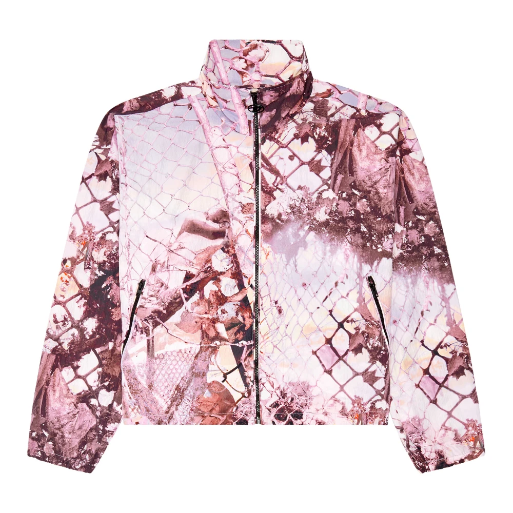 Diesel Nylon windbreaker with abstract print Multicolor Dames
