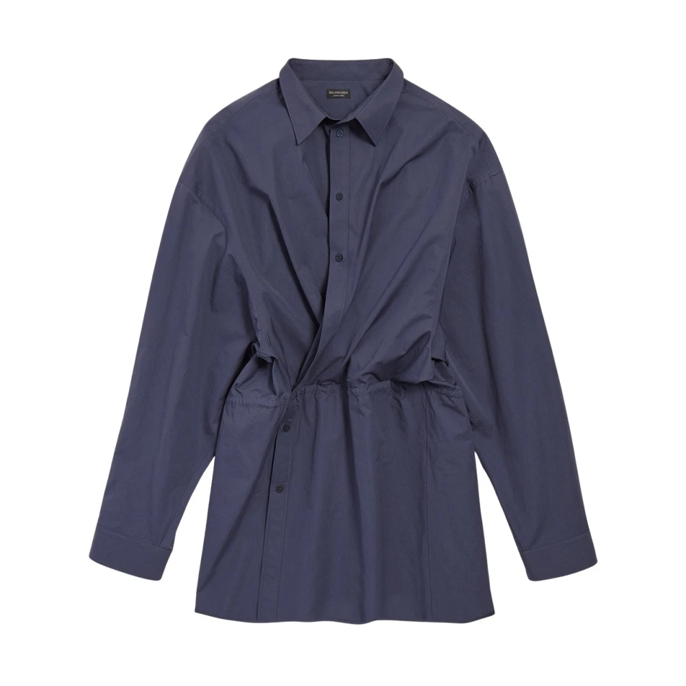 Balenciaga Katoenen Overhemdjurk Blue Dames