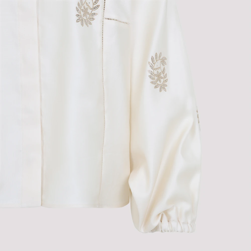 Max Mara Geborduurde Caladio Blouse in Wit White Dames