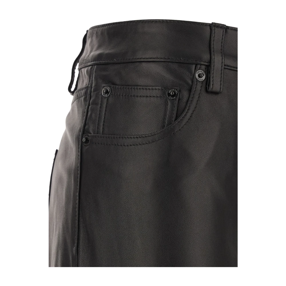 Michael Kors Zwarte leren broek met riemlussen Black Dames