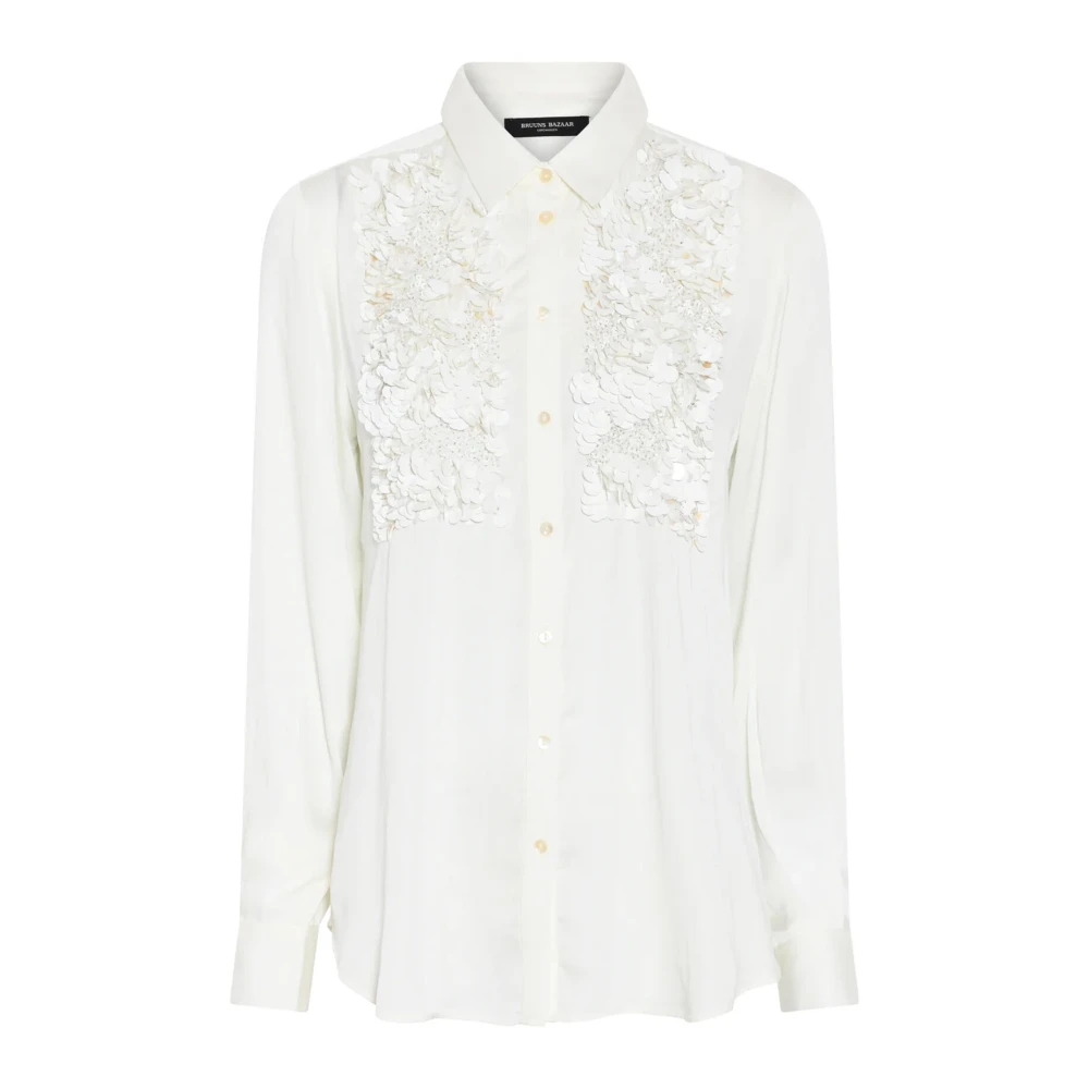 Bruuns Bazaar Pailletten shirt voor vrouwen Elegante stijl White Dames