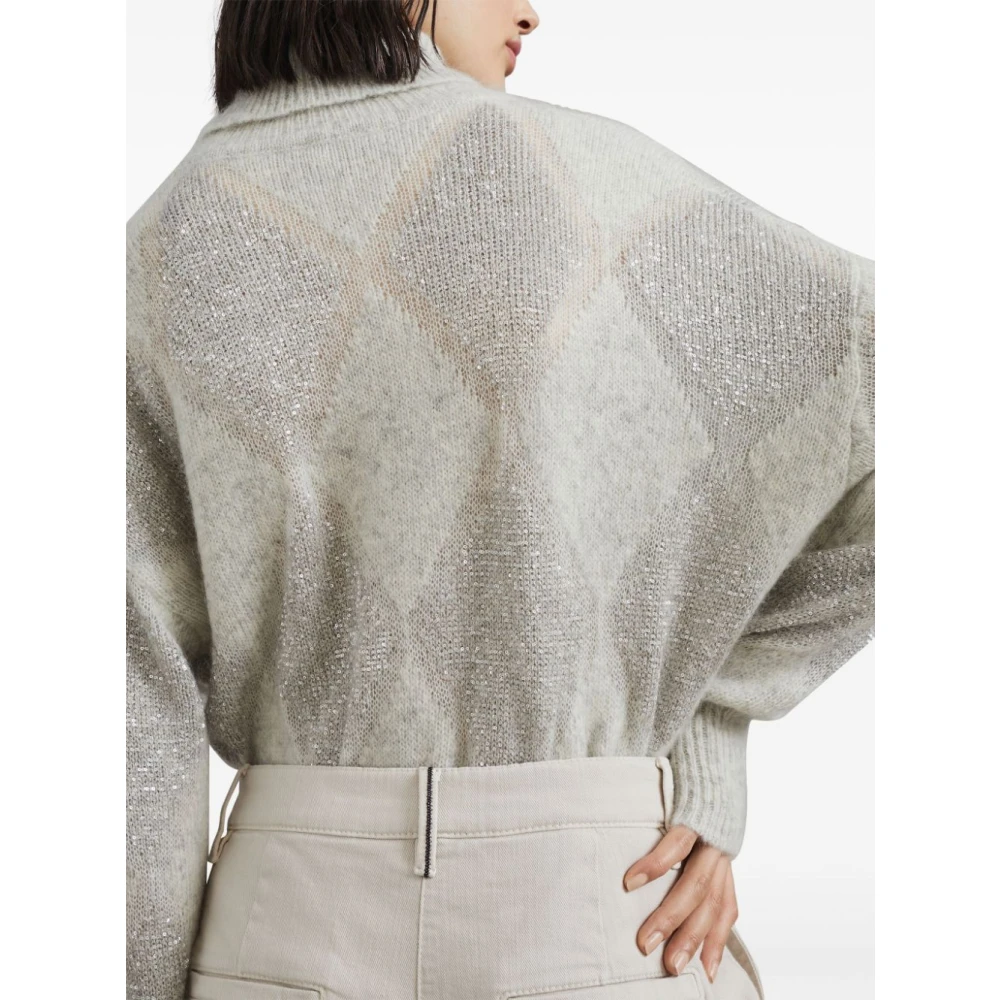 BRUNELLO CUCINELLI Beige Katoenmix Geplooide Broek Beige Dames