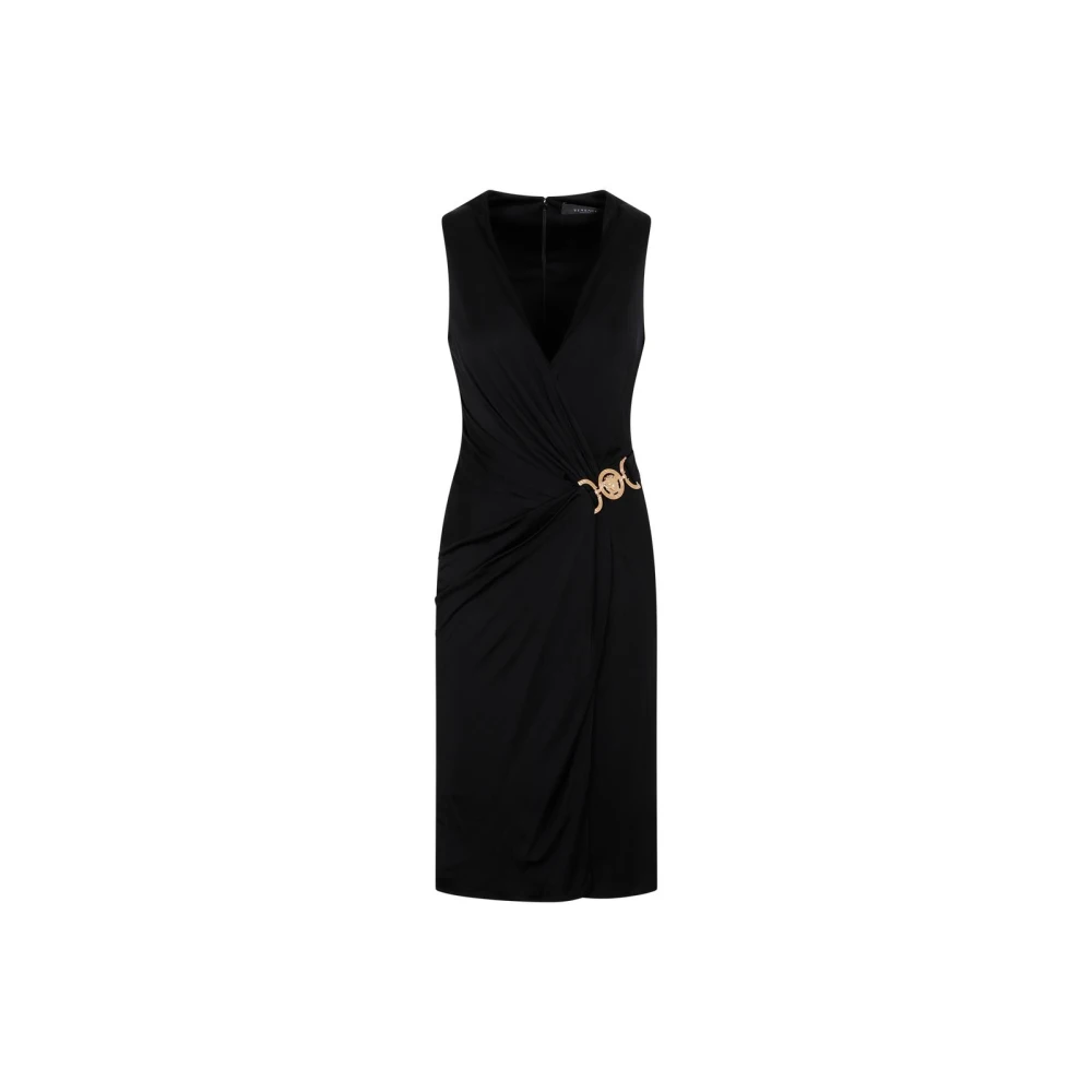 Versace Donna Nero Medusa '95 Draped Midi Dress