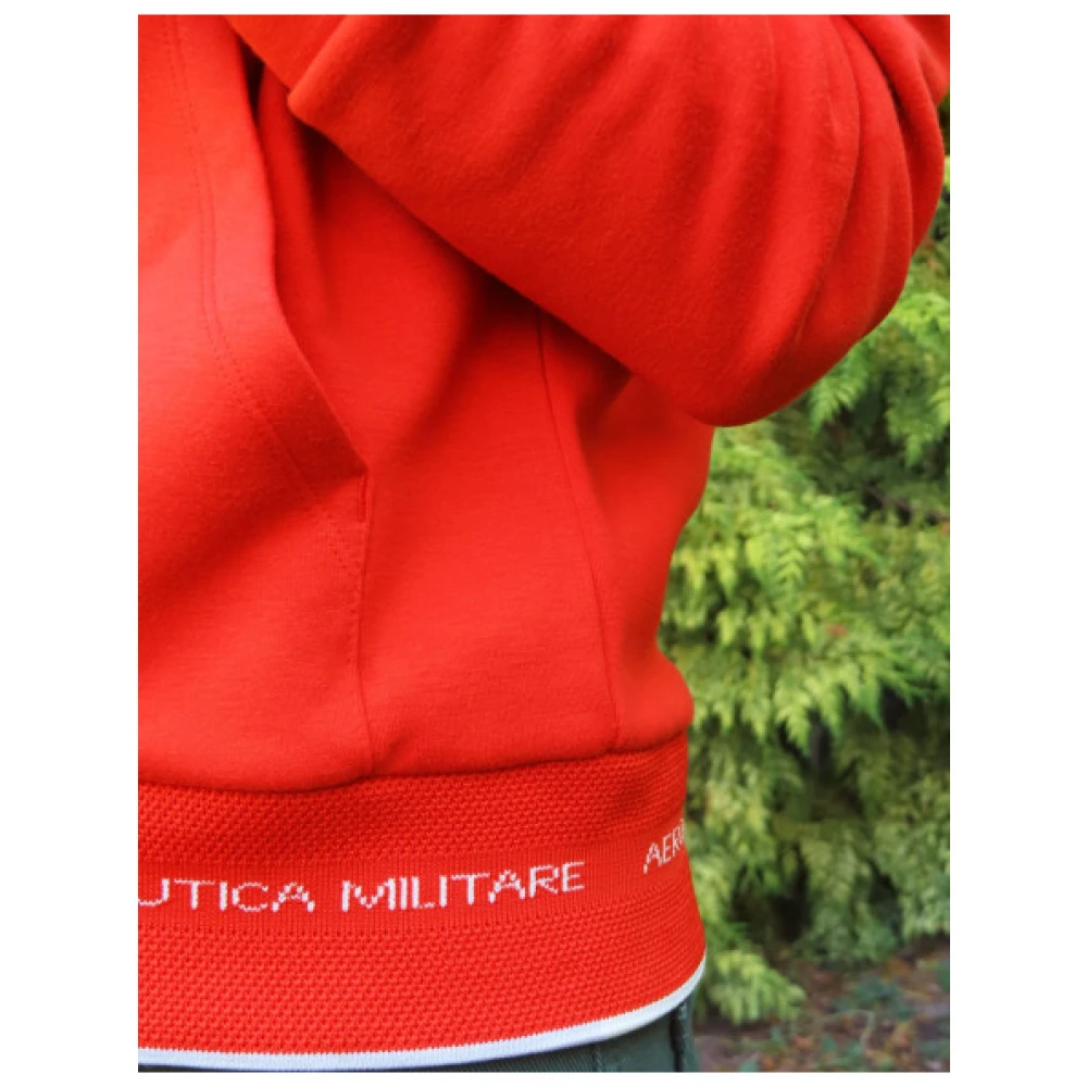 aeronautica militare Rits Hoodie Vest van Gemengde Viscose met Katoenen Fluweel Panelen Red Dames