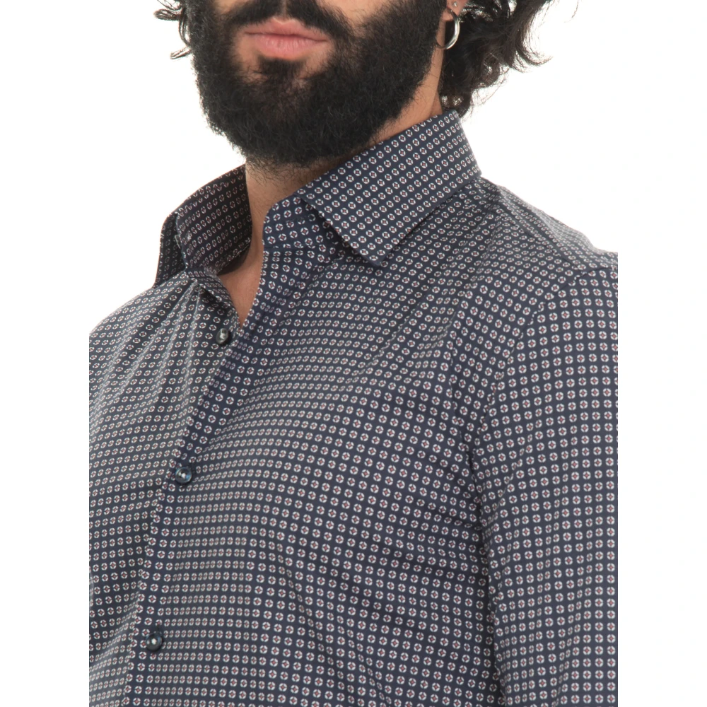 Boss Gestreept Slim Fit Overhemd Blue Heren