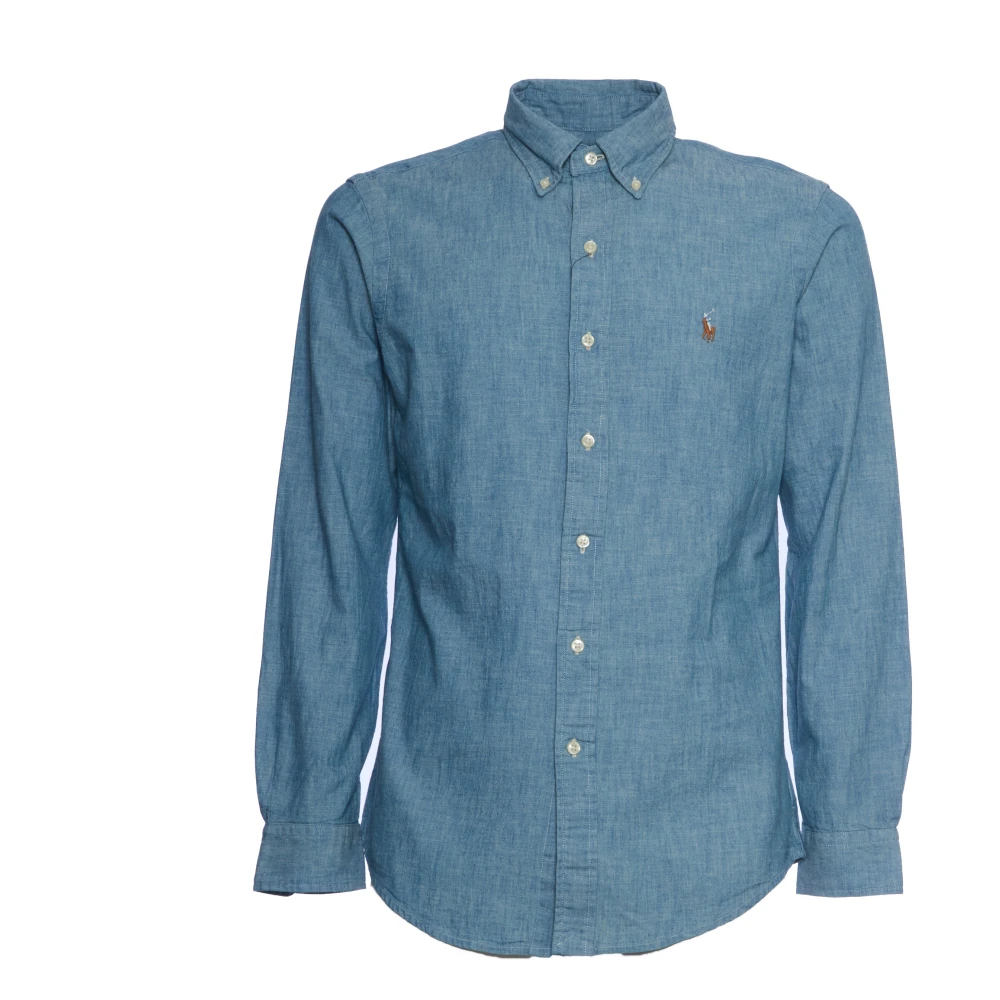 Polo Ralph Lauren Men's Blue Chambray Shirt With Embroidered Pony - Casual Shirts - L - Shirts