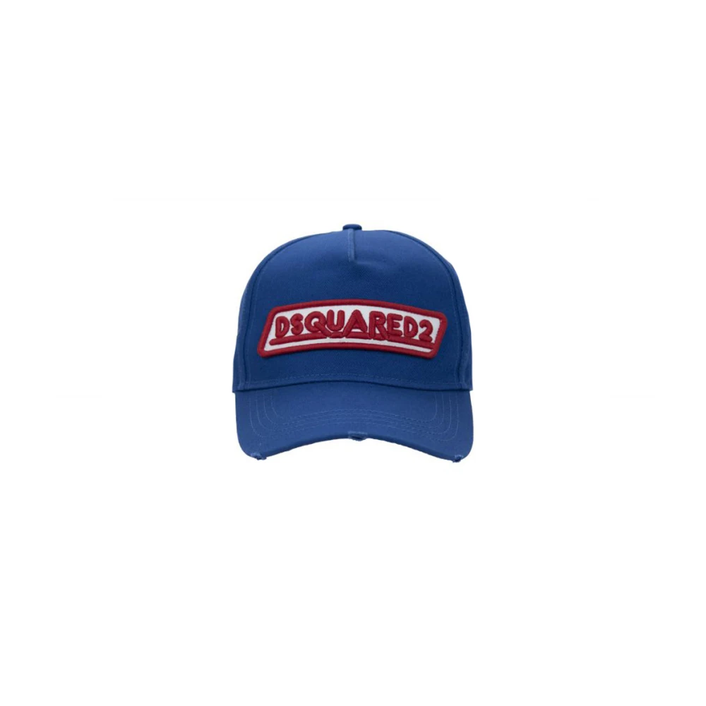 Dsquared2 Geborduurde Katoenen Baseball Cap Velcro Blue Unisex