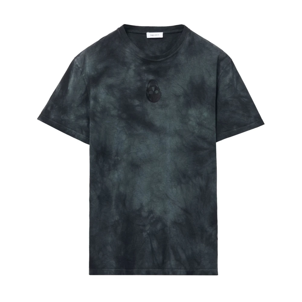 Alexander mcqueen Geverfd Katoenen Logo T-Shirt in Zwart Black Heren