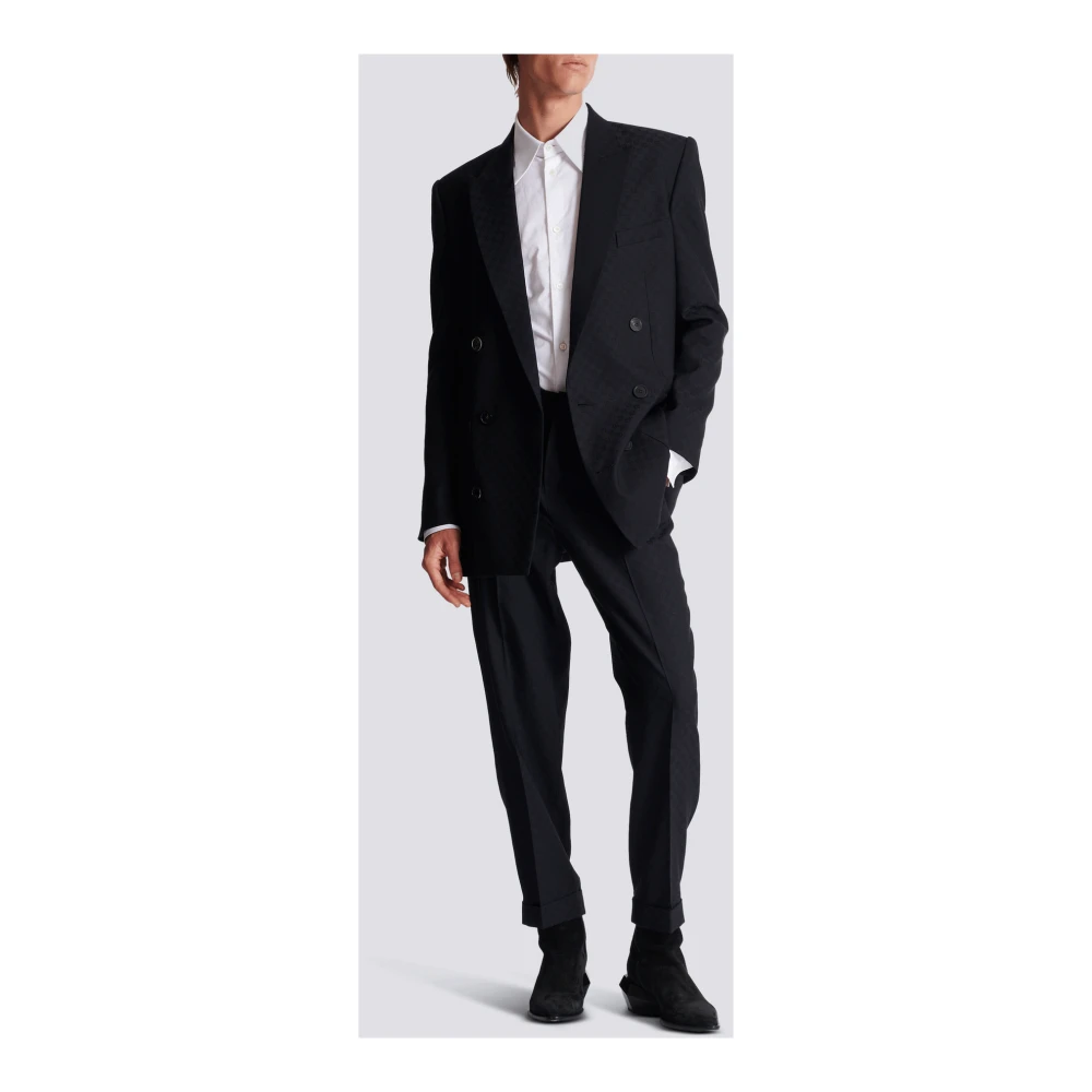 Balmain Monogram Jacquard Blazer Black Heren